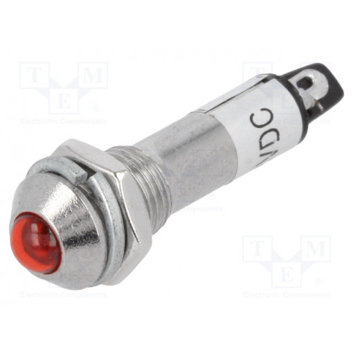 IND8-12R-A; Indicator: LED; prominent; 12VDC; Cutout: Ø8.2mm; IP40; metal; NINIGI