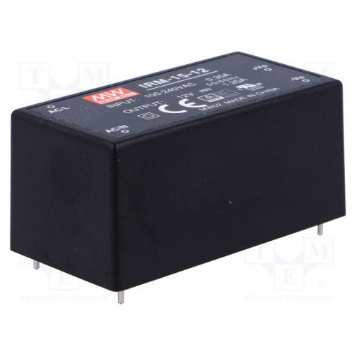 IRM-15-12; Power supply: switched-mode; modular; 15W; 12VDC; 52.4x27.2x24mm; MEAN WELL