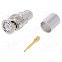 J01000A0063; Plug; BNC; male; straight; 50Ω; crimped; for cable; teflon; TELEGÄRTNER J01000A0063; Plug; BNC; male; straight; 50Ω; crimped; for cable; teflon; TELEGÄRTNER