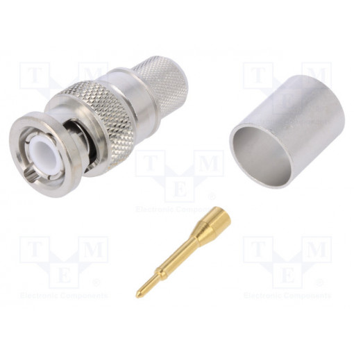 J01000A0063; Plug; BNC; male; straight; 50Ω; crimped; for cable; teflon; TELEGÄRTNER J01000A0063; Plug; BNC; male; straight; 50Ω; crimped; for cable; teflon; TELEGÄRTNER