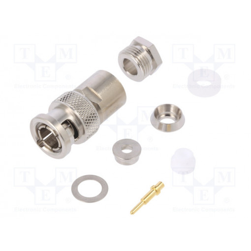 J01000B0608; Plug; BNC; male; straight; 50Ω; clamp; for cable; teflon; TELEGÄRTNER