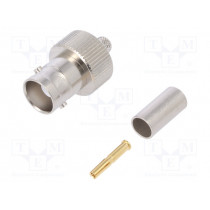 J01001A1265; Plug; BNC; female; straight; 50Ω; crimped; for cable; teflon; TELEGÄRTNER