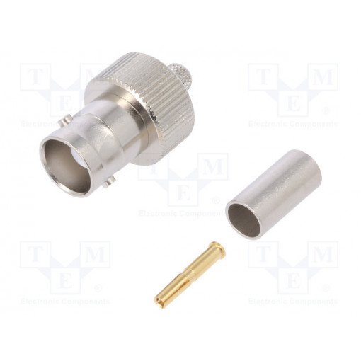 J01001A1265; Plug; BNC; female; straight; 50Ω; crimped; for cable; teflon; TELEGÄRTNER