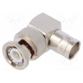 J01004A0617; Coupler; BNC socket,BNC plug; angled 90°; 50Ω; teflon; TELEGÄRTNER