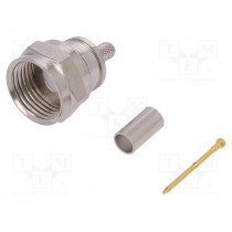 J01600A0012; Plug; F; male; straight; 75Ω; crimped; for cable; 3GHz; TELEGÄRTNER
