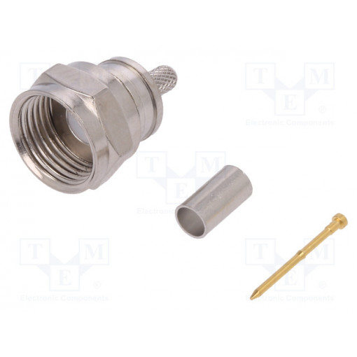 J01600A0012; Plug; F; male; straight; 75Ω; crimped; for cable; 3GHz; TELEGÄRTNER