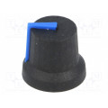 CL170851BR; Knob; with pointer; rubber,plastic; Øshaft: 6mm; Ø16.8x14.5mm; CLIFF