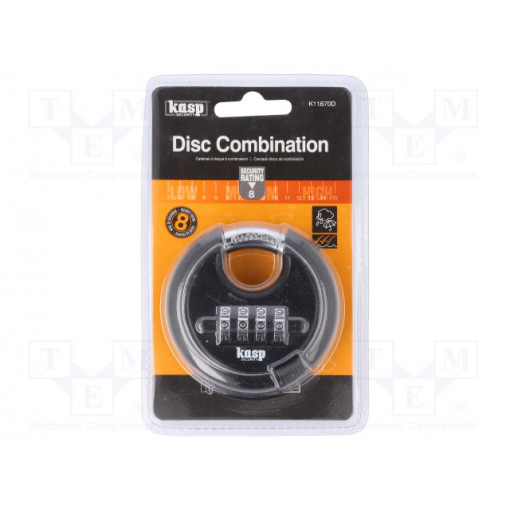 K11670D; Padlock; Width: 70mm; 4 digit code; Kind: round,combination code; KASP