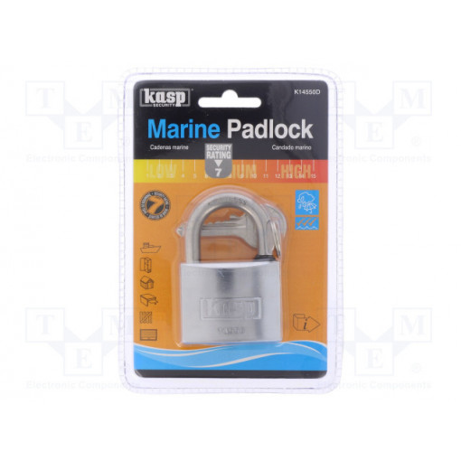 K14550D; Padlock; Width: 50mm; stainless steel; Kind: marine,shackle; C: 8mm; KASP