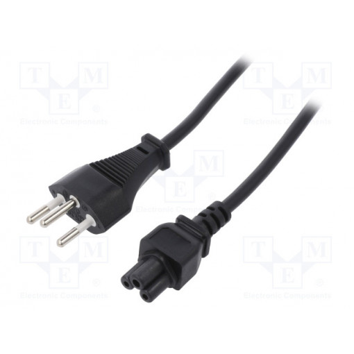 ; Cable; IEC C5 female,SEV-1011 (J) plug; 1mm; black; PVC; 2.5A; ESPE