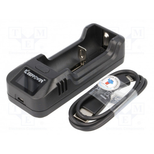 L1; Charger: for rechargeable batteries; Li-Ion; 3.6/3.7V; 1A; 5VDC; KEEPPOWER