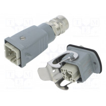 1712590000 HDC-KIT-HA 04.400; Connector: HDC; male + female; plug + socket; HA; PIN: 5; 4+PE; PG11; WEIDMÜLLER
