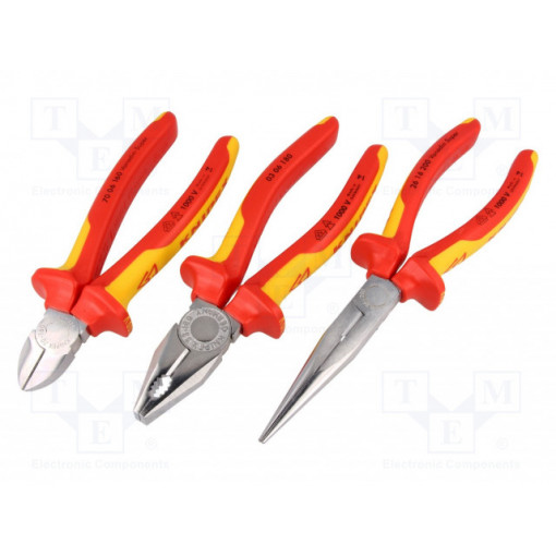 00 20 12; Kit: pliers; Pcs: 3; insulated; 1kVAC; Package: cardboard packaging; KNIPEX 00 20 12; Kit: pliers; Pcs: 3; insulated; 1kVAC; Package: cardboard packaging; KNIPEX