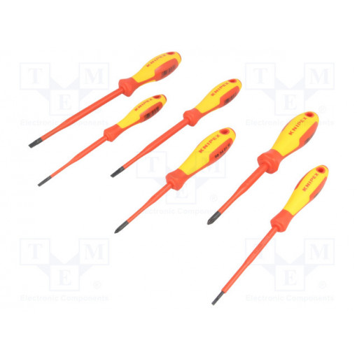 00 20 12 V02; Kit: screwdrivers; Pcs: 6; insulated; 1kVAC; Phillips,slot; KNIPEX 00 20 12 V02; Kit: screwdrivers; Pcs: 6; insulated; 1kVAC; Phillips,slot; KNIPEX