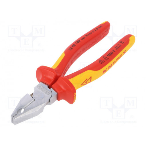 02 06 180; Pliers; insulated,universal; steel; 180mm; KNIPEX 02 06 180; Pliers; insulated,universal; steel; 180mm; KNIPEX