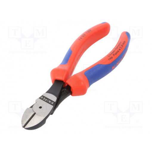 74 02 160; Pliers; side,cutting; plastic handle; Pliers len: 160mm; KNIPEX