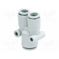 KQ2U10-12A; Tee fitting; reductive,plug-in; -1÷10bar; Mat: polypropylene; SMC KQ2U10-12A; Tee fitting; reductive,plug-in; -1÷10bar; Mat: polypropylene; SMC