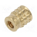 300113357; Threaded insert; brass; without coating; M2,5; L: 5.2mm; KVT-FASTENING