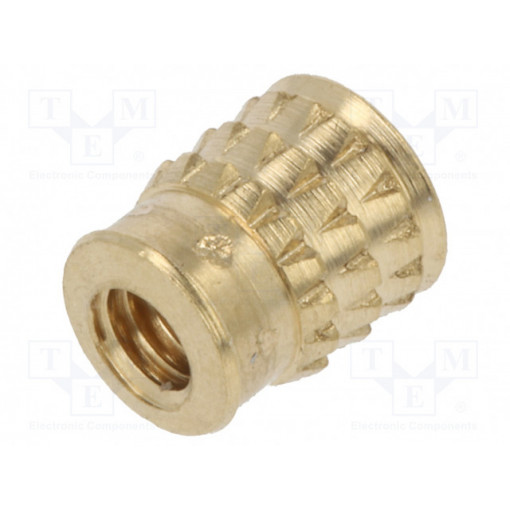 300113357; Threaded insert; brass; without coating; M2,5; L: 5.2mm; KVT-FASTENING