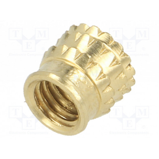 300113369; Threaded insert; brass; without coating; M5; L: 6.5mm; KVT-FASTENING
