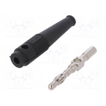 64.9199-21; Plug; 4mm banana; 32A; black; 2.5mm2; Plating: nickel plated; 69mm; STÄUBLI