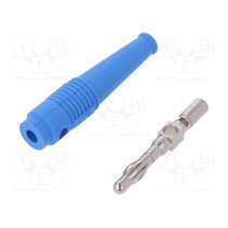 64.9199-23; Plug; 4mm banana; 32A; blue; 2.5mm2; Plating: nickel plated; 69mm; STÄUBLI
