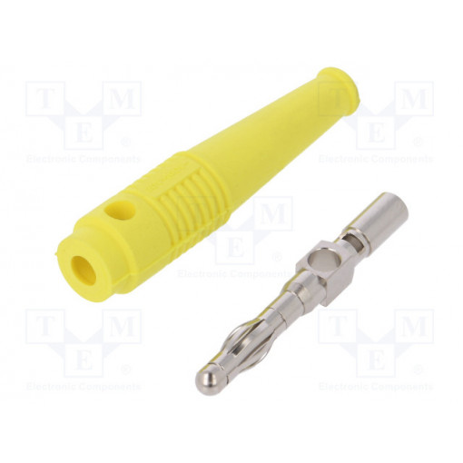 64.9199-24; Plug; 4mm banana; 32A; yellow; 2.5mm2; Plating: nickel plated; 69mm; STÄUBLI