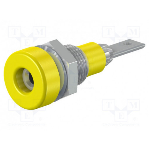 23.0030-24; Socket; 2mm banana; 10A; 23mm; yellow; Mounting: soldered,on panel; STÄUBLI 23.0030-24; Socket; 2mm banana; 10A; 23mm; yellow; Mounting: soldered,on panel; STÄUBLI