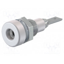 23.0030-29; Socket; 2mm banana; 10A; 23mm; white; Mounting: soldered,on panel; STÄUBLI