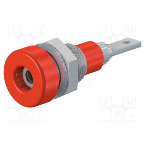 23.0060-22; Socket; 2mm banana; 10A; 23mm; red; Mounting: soldered,on panel; STÄUBLI 23.0060-22; Socket; 2mm banana; 10A; 23mm; red; Mounting: soldered,on panel; STÄUBLI