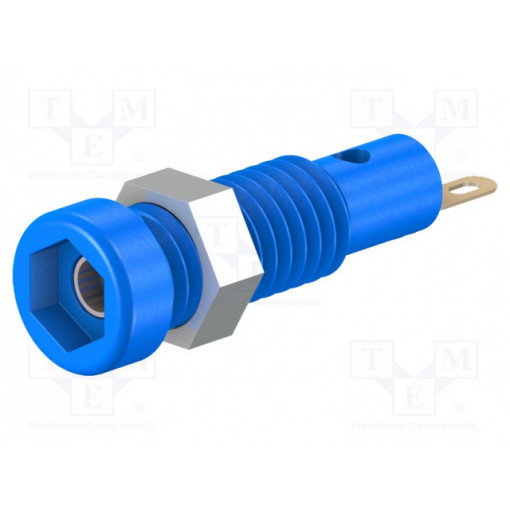23.0050-23; Socket; 2mm banana; 10A; 23.3mm; blue; Mounting: soldered,on panel; STÄUBLI