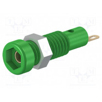 23.0050-25; Socket; 2mm banana; 10A; 23.3mm; green; insulated; 60VDC; 30VAC; STÄUBLI