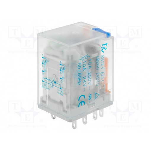 LB2HN-24DTS; Relay: electromagnetic; DPDT; Ucoil: 24VDC; 10A/240VAC; 10A/24VDC; Recoy/RAYEX ELECTRONICS LB2HN-24DTS; Relay: electromagnetic; DPDT; Ucoil: 24VDC; 10A/240VAC; 10A/24VDC; Recoy/RAYEX ELECTRONICS