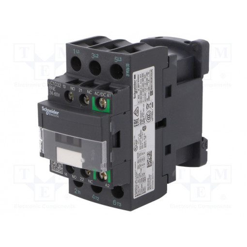 LC1D32BNE; Contactor: 3-pole; NO x3; Auxiliary contacts: NO + NC; 24÷60VAC; SCHNEIDER ELECTRIC