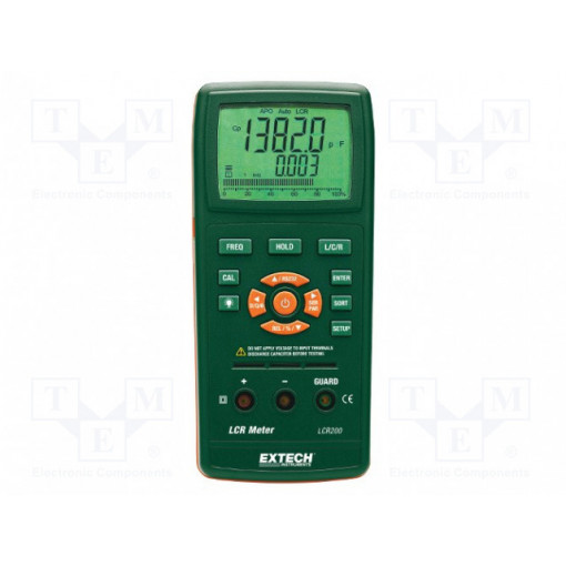 LCR200; LCR meter; LCD (66,8x52,8),with a backlit; 193x88x41mm; 385g; EXTECH
