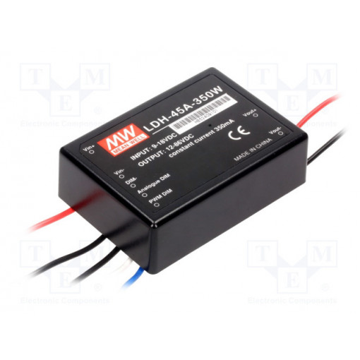 LDH-45A-1050W; Converter: DC/DC; 45W; Uin: 9÷18V; Uout: 12÷43VDC; Iin: 4.2A; 138g; MEAN WELL