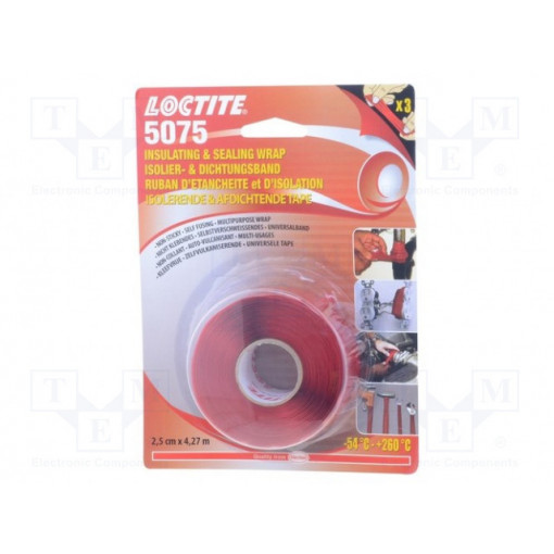 LT 5075; Tape: self-amalgamating; red; 25mm; L: 4.27m; Thk: 0.5mm; -54÷260°C; LOCTITE LT 5075; Tape: self-amalgamating; red; 25mm; L: 4.27m; Thk: 0.5mm; -54÷260°C; LOCTITE