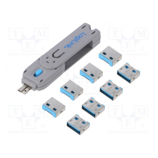 AU0045; Plug; protection cap; male; push-in; straight; friction lock; blue; LOGILINK