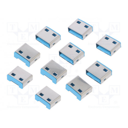 AU0046; Plug; protection cap; male; push-in; straight; friction lock; blue; LOGILINK