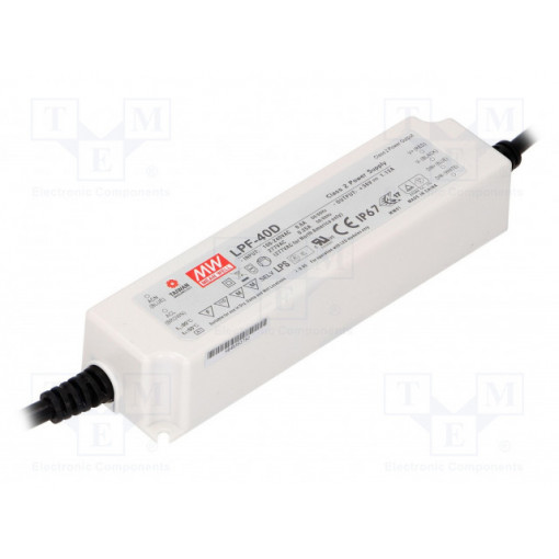 LPF-40D-54; Power supply: switched-mode; LED; 41.04W; 54VDC; 32.4÷54VDC; 0.76A; MEAN WELL
