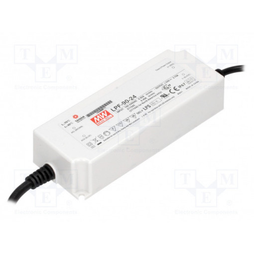 LPF-90-24; Power supply: switched-mode; LED; 90W; 24VDC; 3.75A; 90÷305VAC; MEAN WELL