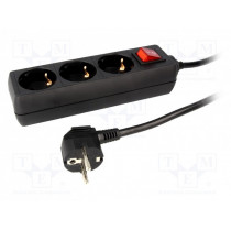 LPS206B; Plug socket strip: protective; Sockets: 3; 230VAC; 16A; 1.4m; IP20; LOGILINK