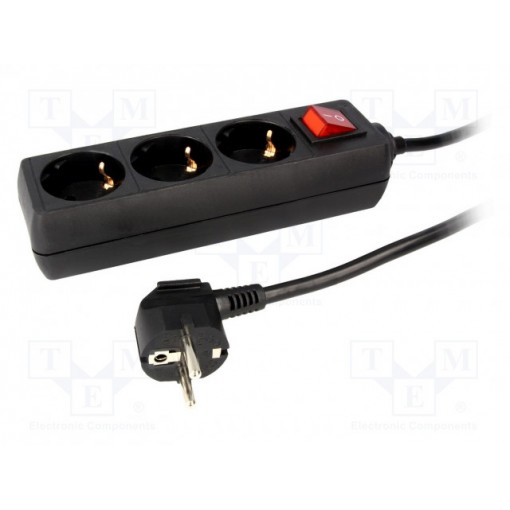 LPS206B; Plug socket strip: protective; Sockets: 3; 230VAC; 16A; 1.4m; IP20; LOGILINK