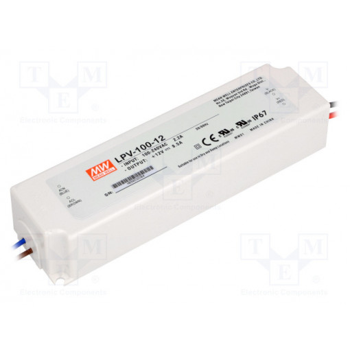 LPV-100-12; Power supply: switched-mode; LED; 102W; 12VDC; 8.5A; 90÷264VAC; MEAN WELL