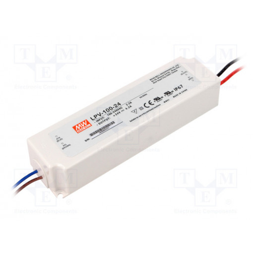 LPV-100-24; Power supply: switched-mode; LED; 100.8W; 24VDC; 4.2A; 90÷264VAC; MEAN WELL