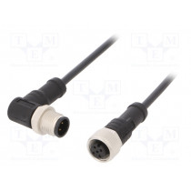 M12A04FL-12AMR-SB001; Cable: for sensors/automation; PIN: 4; M12-M12; 1m; plug; plug; 250V; AMPHENOL