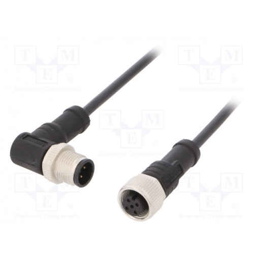 M12A04FL-12AMR-SB001; Cable: for sensors/automation; PIN: 4; M12-M12; 1m; plug; plug; 250V; AMPHENOL