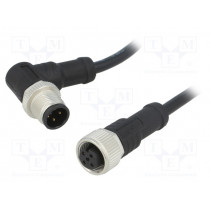 M12A04FL-12AMR-SD001; Cable: for sensors/automation; PIN: 4; M12-M12; 1m; plug; plug; 250V; AMPHENOL
