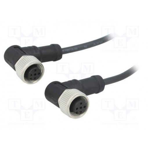 M12A04FR-12AFR-SB001; Cable: for sensors/automation; PIN: 4; M12-M12; 1m; plug; plug; 250V; AMPHENOL