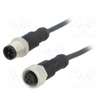 M12A04ML-12AFL-SB001; Cable: for sensors/automation; PIN: 4; M12-M12; 1m; plug; plug; 250V; AMPHENOL